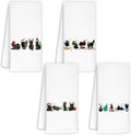 Jvpke Cat Christmas Towel Set - 4 Pcs, 16x24 In, Cat Lovers Gift, Kitchen & Bathroom Decor