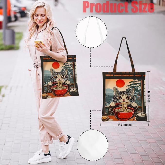 Hanamiya Na Tote Bag with Zipper Pockets, Tote Bag Reusable Shopping Grocery Bags Birthday Gifts for Women, Weekender Bags