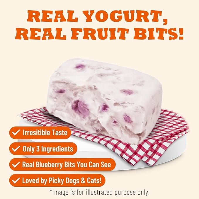 Freeze Dried Blueberry Yogurt Cat&Dog Treats - Healthy Dog Snacks with Probiotics for Digestive&Eye Health - Crunchy High Protein Pet Training Treats or Food Toppers 2.82oz