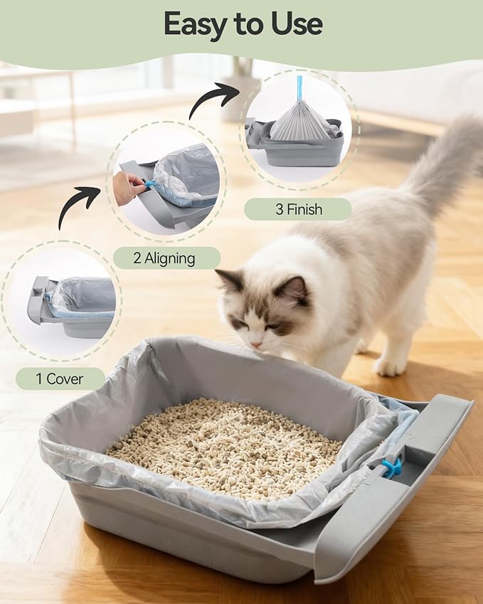 150 Count Automatic Cat Litter Box Bags for Petpivot Autoscooper 11/12 NeakasaM1 Open-Top Self-Cleaning Cat Litter Boxes, Leak-Proof Drawstring Trash Bags Replacement, Unscented,27" x 13",Holds 23 lbs