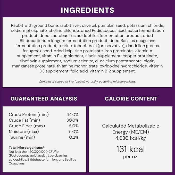 Stella & Chewy's Freeze-Dried Raw Cat Dinner Morsels - Premium Rabbit Recipe with 98% Responsibly-Sourced Meat & Organs - Natural Grain-Free Cat & Kitten Food - Made in USA - 18oz (Pack of 2)