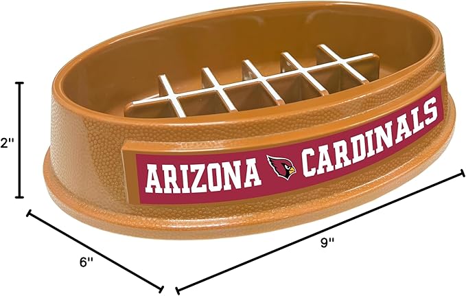 NFL Super-Bowl Arizona Cardinals Slow Feeder Dog & Cat Bowl. Football Design for Healthy Digestion. Non-Slip for Large & Small Pets