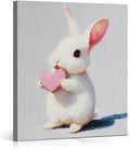 Cute Vintage Bunny Wall Art Decor Bunny with Pink Heart Print Picture Cute Animal Wall Decor for Home Farmhouse Living Room 8x10 Inch Canvas Framed