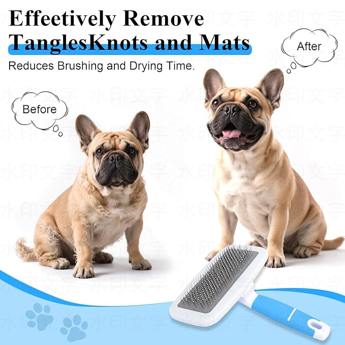 French Bulldog Brush,Skin Friendly Effectively Tackle Shedding,Essential French Bulldog Accessory for Your Pets,Blue