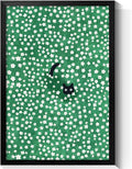 Black Cat Canvas Wall Art, Cute Cat In Daisies Meadow Aesthetic Poster, Adorable Animal Picture Rich Green Print Painting for Bedroom, Nursery Wall Decor Pet Lover Gift 16x20in Framed