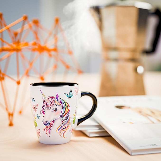 Color Changing Unicorn Coffee Mug 12oz – Heat Sensitive Ceramic Cup with Floral Reveal – Unicorn Gifts for Women, Unique Coffee Mugs, Christmas Holiday Gift, Perfect for Coffee, Tea or Cocoa