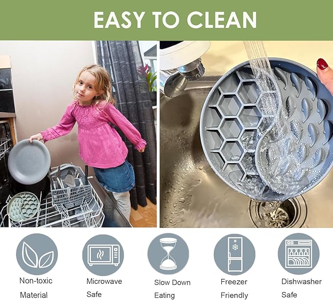 Slow Feeder Dog Bowls,Fun Dog Feeding Bowls with Suction Cups, Anti-Choking, Non-Slip Design, Reduces Boredom, Anxiety,Overeating, Ideal for Medium to Small Dogs & Cats (Grey)