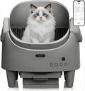 Open-Top Automatic Cat Litter Box, Self Cleaning Cat Litter Box with App Control & Weight Monitoring, 10.5L Large Capacity for Multiple Cats, Ultra-Quiet & Odor Control, 1 Rolls Refill Bags Included