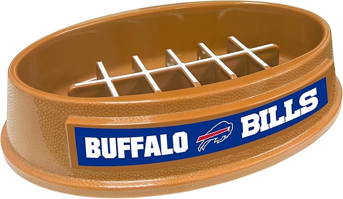 NFL Super-Bowl Buffalo Bills Slow Feeder Dog & Cat Bowl. Football Design for Healthy Digestion. Non-Slip for Large & Small Pets