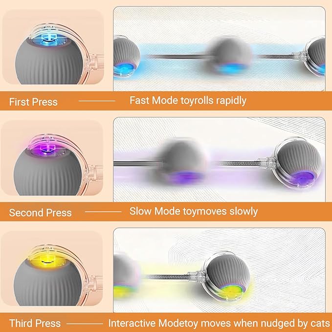 2025 New Interactive Dog Cat Toys Balls, Interactive Rolling Ball Cat Toy, 360° Smart Automatic Rolling Pet Ball (Grey, one Size)