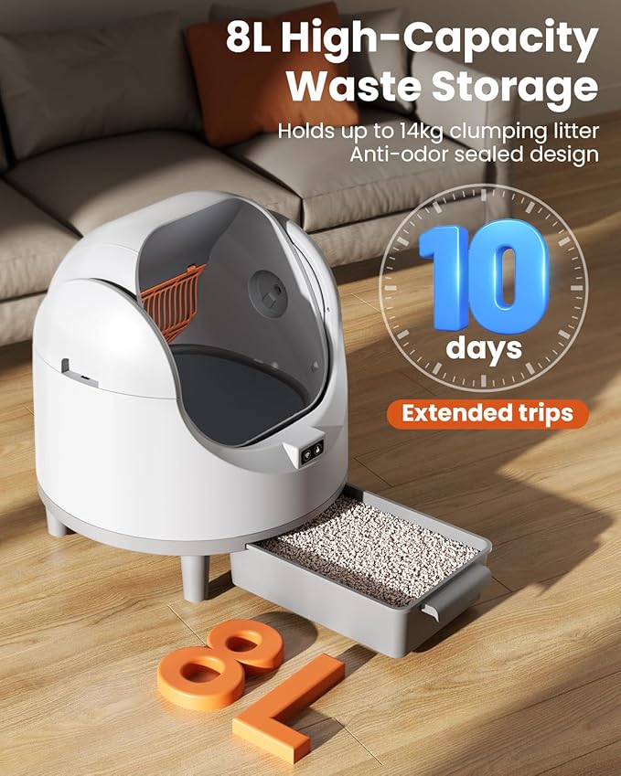 Automatic Cat Litter Box, Electric Large Open-Top Self Cleaning Litter Box for Multiple Cats, Smart APP Control, Multiple Safety Sensors, 1 Rolls Bags & 1 Mat, Arenero para Gatos Autolimpiable