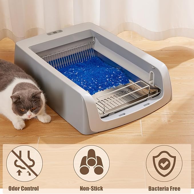 Yangbaga Stainless Steel Reusable Litter Tray with Cat Litter Scoop, Compatible with Petsafe Scoop-Free Self-Cleaning Litter Box, Efficient Poop Collecting Design, Odor Control Money-Saving Litter box