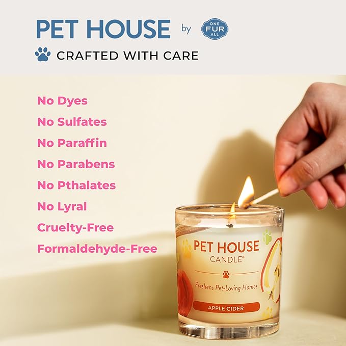 Pet House Candles, Clean Burning, Long Lasting Pet Odor Candles, Plant-Based, 60 Hour Burn Time - Tropical Fruit, 9 oz