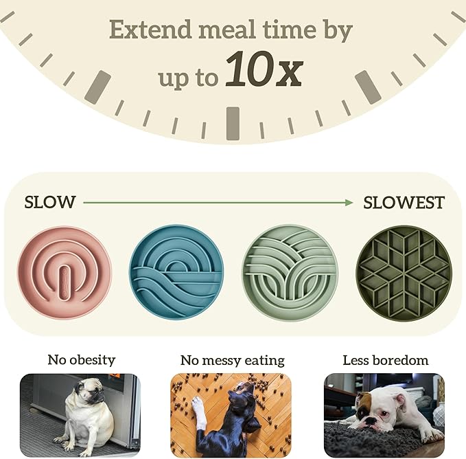 OHMO Slow Feeder Dog Bowls (Diamond, 8" Celestial) Enrichment Toy Soft Silicone Food Safe Feeding Bowl Non Slip Suction Cup for All Breed Pet, Cat Slow Down Eating Dishes, Boredom and Anxiety Reducer