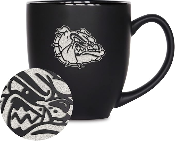 Rico Industries NCAA (D/E/F & G) Standard 15oz Laser Engraved Matte Black Ceramic Bistro Mug - For Hot or Cold Drinks