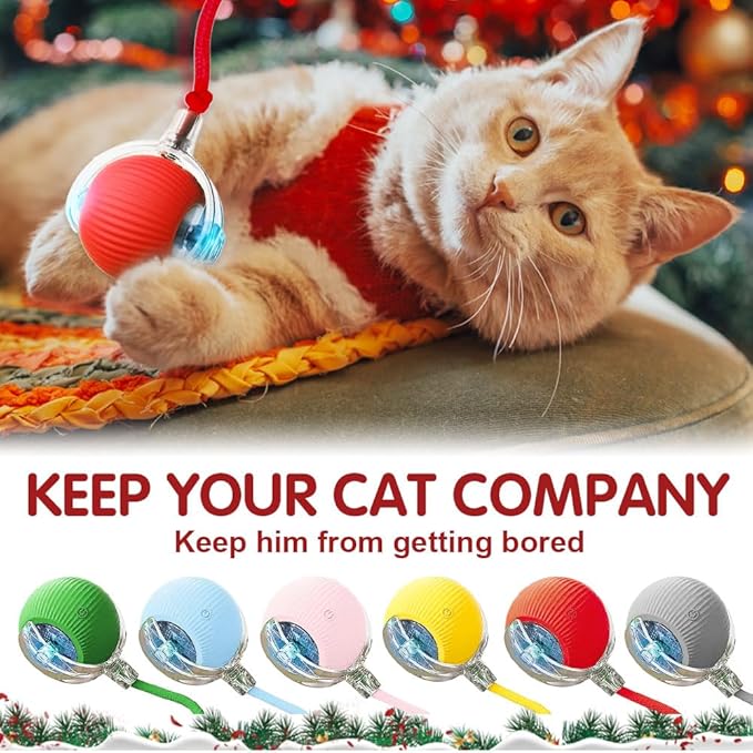 Interactive Rolling Cat Dog Ball Toy, Smart Automatic Moving Cat Toys for Indoor Cats, Self-Rolling Interactive Cat Toy Ball for Kittens & Small Dogs, Fun Gifts for People Who Love Cats (Pink)