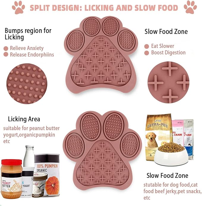 Lick Mat for Dogs and Cats - Slow Feeder Licking Pad with Suction Cups, Food-Grade Silicone for Bathing, Grooming, Nail Trimming & Anxiety Relief, Non-Toxic Pet Lick Mat (Pink)