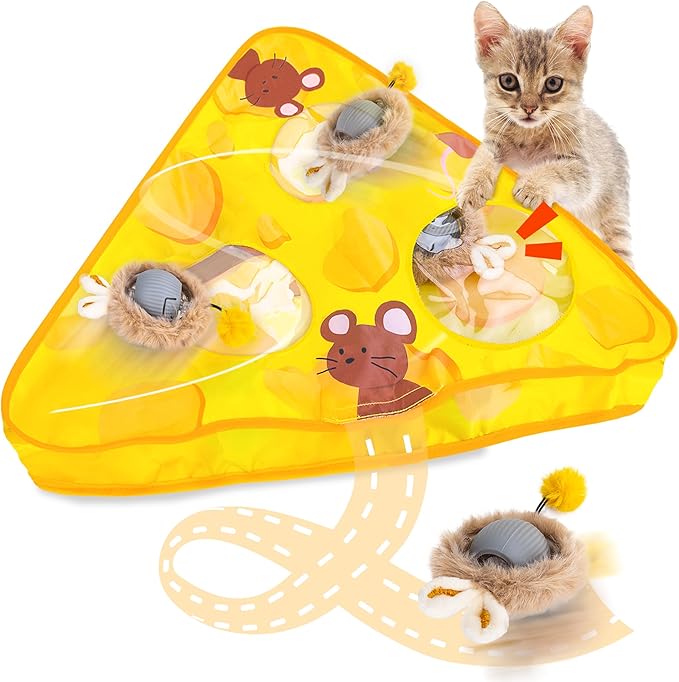 AWOOF Interactive Cat Toys for Indoor Cats,Automatic Motion Activated Moving Ball Hide and Seek Game,Cat Hunting Toy Exercise Kicker for Indoor Kitten