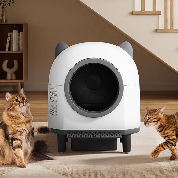 Self-Cleaning Cat Litter Box, Automatic Litters Box for Multiple Cats, Smart Litter Boxs with App Control, Safety Sensors, Removable Washable Liner