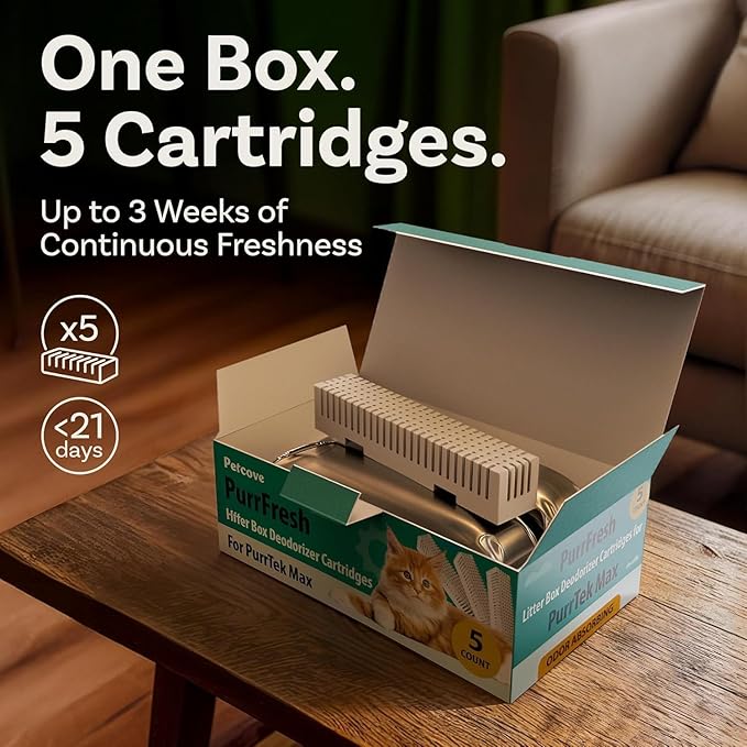 Petcove Cat Litter Box Liners, Carbon Litter Deodorizers Bundle For PurrTek Max & Light| Drawstring Bags for Automatic & Self-Cleaning Litter Boxes | Unscented (PurrTek Max Accessories)