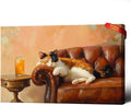 Calico Cat With Martini Art Wrapped Framed Print Poster Whimsical Pet Art Bar Cart Decor Cat Lover Gift Wall Art Room Decor Aesthetics Ready To Hang 16X24 inch