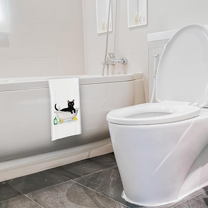 Jvpke Black Cat Hand Towels for Bathroom Set of 4 - Black Cat Decor, Cats Gifts 16x24