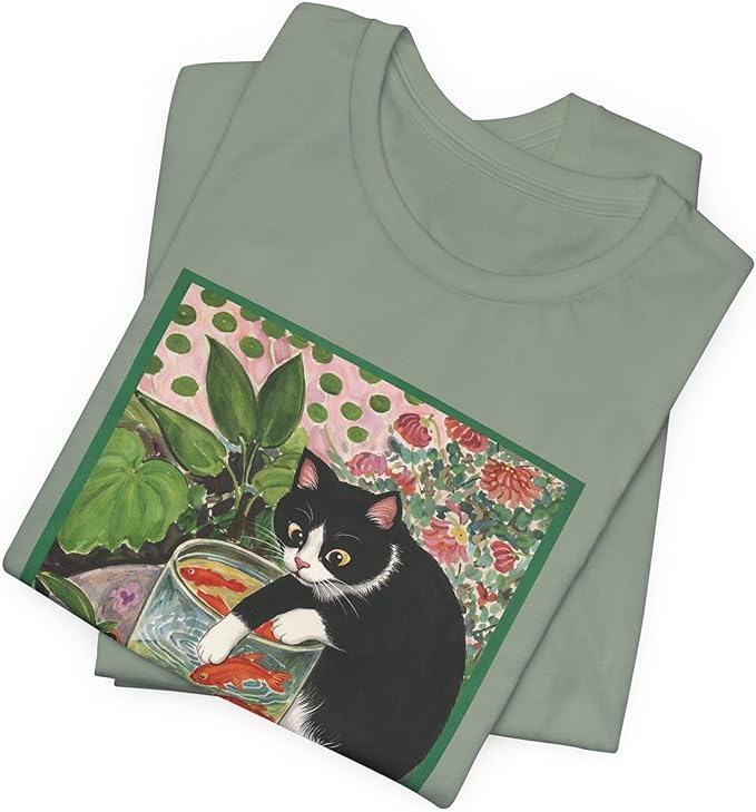 Vintage Cat Painting T Shirt, Matisse Inspired Cat Tee, Retro Art Aesthetic Shirt, Funny Cat Lover Gift