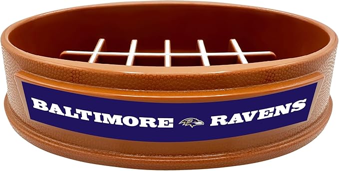 NFL Super-Bowl Baltimore Ravens Slow Feeder Dog & Cat Bowl. Football Design for Healthy Digestion. Non-Slip for Large & Small Pets