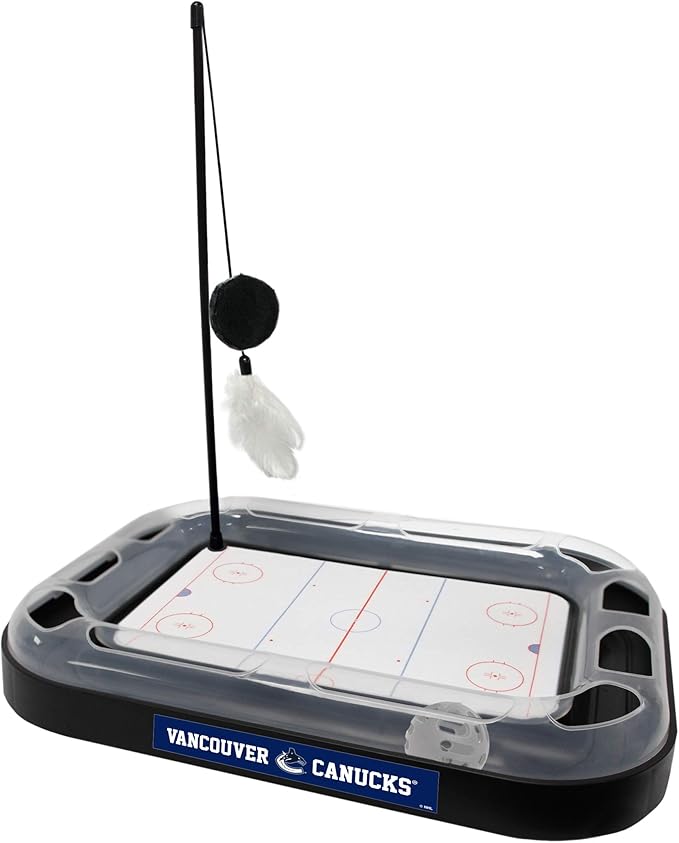 Pets First Vancouver Canucks Scratching Toy - 5-in-1 Hockey Field Cat Scratcher with Interactive Ball & Bell