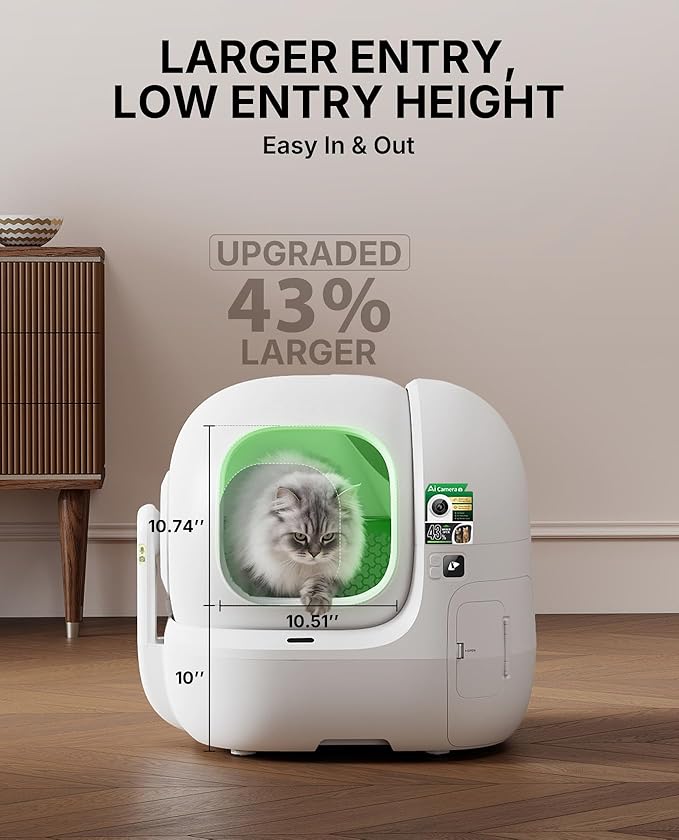 PETKIT 2025 Purobot Max Pro 2 AI-Camera Self Cleaning Cat Litter Box, Extra Large Opening 210° Wide Angle Lens Cat Facial Recognition Automatic Litter Box with 5G WiFi App Control Odor-Free