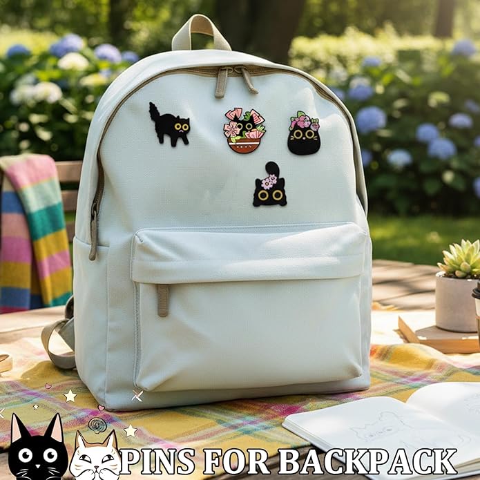 6Pcs Cat Pin Set, Cat Brooch, Black Cats Pin, Cute Pins for Jackets and Backpacks, Black Cats Gifts for Lovers, Ideal for Themed Accessories and Gifting