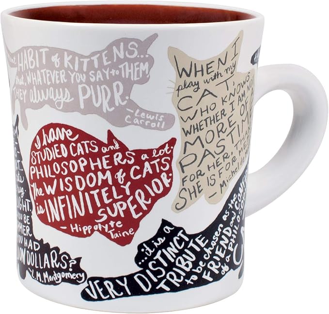 Literary Cat Mug - Kitten Quotes From Famous Writers Authors and Other Feline Lovers - Comes in a Fun Gift Box