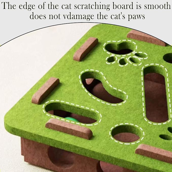 Cat Scratch Pad Toy with Ball Felt Cat for Indoor Cats (Yellow Blue No.2)