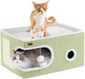 Garnpet Cat Bed for Indoor Cats Cube House, Covered Cat Cave Beds & Furniture with Scratch Pad and Hideaway Tent, Cute Modern Cat Condo for Multi Small Pet Large Kitten Kitty, Large, Green