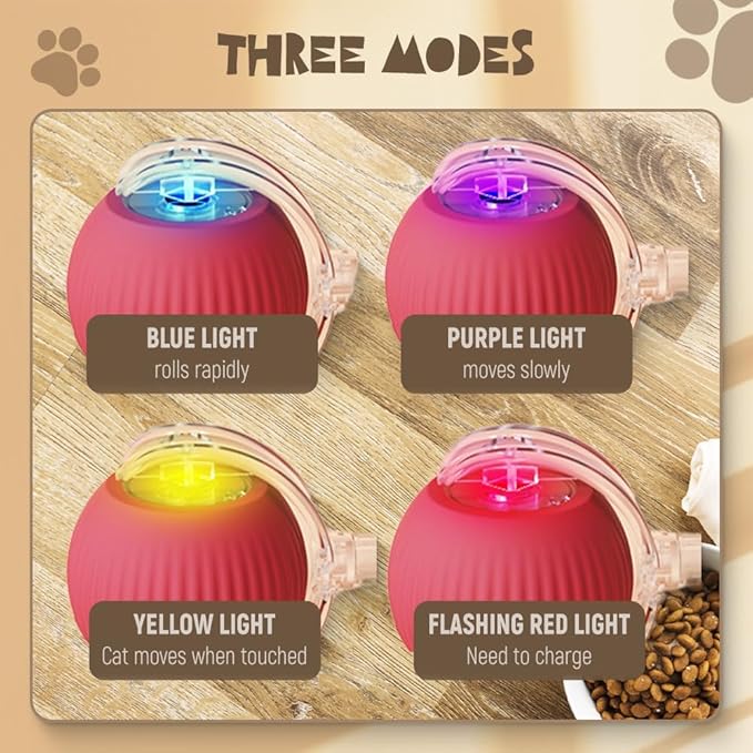 Interactive Rolling Dog Ball, 2025 Version Automatic Interactive Cat Toy Automatic Cat Toy Automatic Moving Dog Toy, 360° Intelligent Automatic Rolling Ball (Gray)