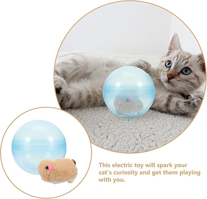 ibasenice 2pcs Interactive Cat Toy Running Ball, Electronic Hamster Ball for Cats, Automatic Teaser, Multi-Color, 9.44x4.72inch