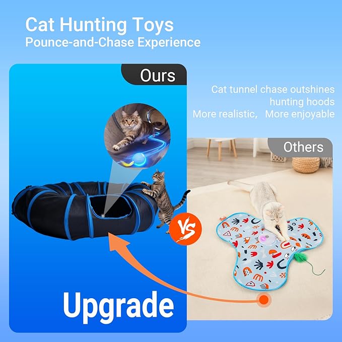 Interactive Cat Toys, Fast Rolling Toy Ball in Cat Tunnel, Automatic Cat Toy for Indoor Cats, Cat Hunting Toys for Indoor Cats