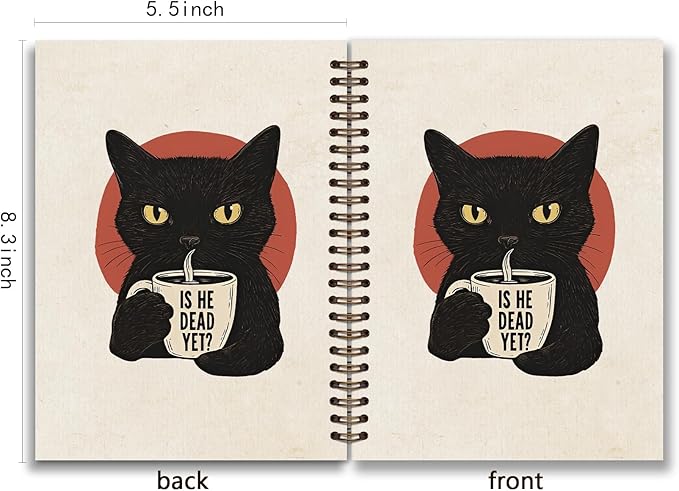KDHTY Funny Office Notebooks,Vintage Funny Black Cat Notebook Journal,Cat Office Supplies Notebooks for School,Gifts for Cat Lovers,Sarcastic Office Work Humor Gifts for Coworkers Women Men Hardcover Spiral Notebook 5.5 x 8.3