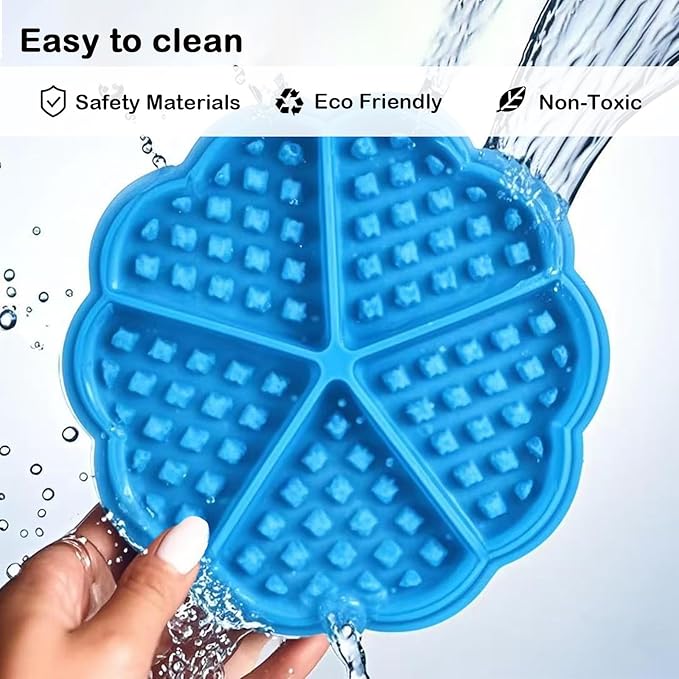 Silicone Cat Slow Feeder Bowl,Interactive Puzzle Toy with Grid Design, Prevents Overeating & Slows Eating, Easy-Clean Durable Dish (Blue)