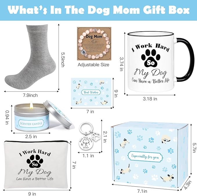 Dog Mom Gifts for Women,Unique Birthday Gift For Dog Lovers,Gag Gifts for New Puppy Fur Baby Owners,Dog Themed Gift Basket for Sister,Wife,Mothers Day Gift Basket for Mom