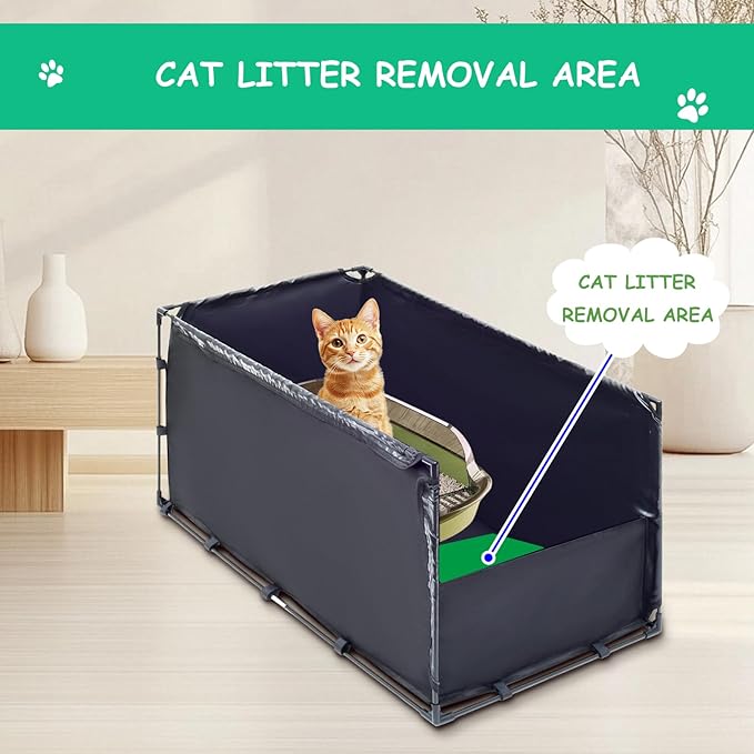 Extra Large Cat Litter Box Enclosure–Big Covered Litterbox with High Front Splash Guard, Waterproof&Portable Litter Box Cover for Indoor Cats,Kittens,Multiple Pets (Large)