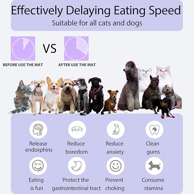 Silicone Snuffle Mat for Dogs and Cats 4 in 1 Purple - Dog Lick Mat with Slow Feeder Bowl - Reusable Pads for Pets with Suction Cups, Puzzle Toys for Bored Puppy, Collapsible Dog Water Bowl