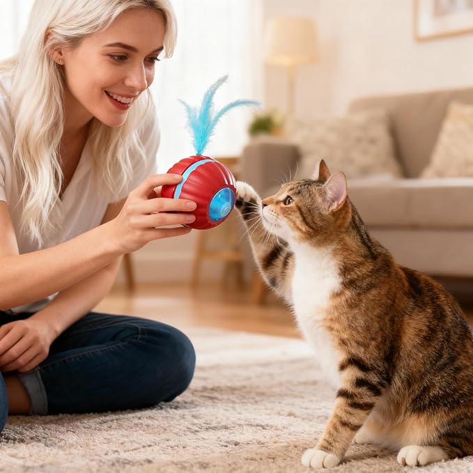 Interactive Cat Toys for Indoor Cats,Automatic Moving Kitten Toys,Cat Toys for Bored Indoor Adult Cats,Smart Rechargeable Cat Enrichment Toys for Cats to Keep Them Busy, Cat Balls Pet Toys