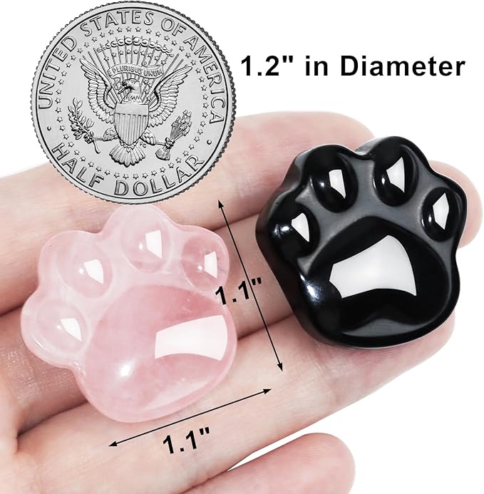 Black Obsidian Cat Crystals Healing Stones, Natural Worry Stone for Anxiety Stress Relief, Crystal Gifts for Cat Lover Women Men, Small Gift for Meditation Energy Balance Crystal Decor