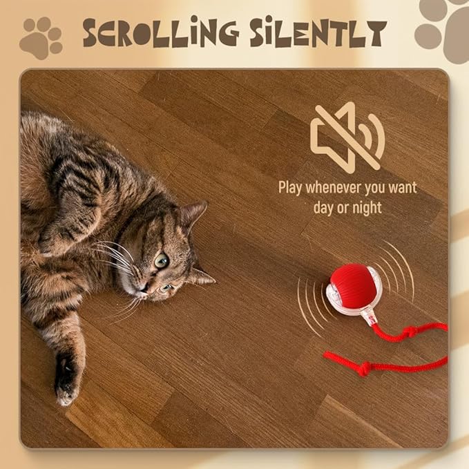 Interactive Rolling Dog Ball, 2025 Upgraded Version Automatic Rolling Ball Interactive Cat Toy Automatic Cat Toy Automatic Moving Dog Toy, 360° Intelligent (Red)