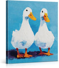 Vintage White Ducks Wall Art Decor Cute Rustic Duck Print Picture Cottagecore Wall Decor for Home Farmhouse Living Room 8x10 Inch Canvas Framed