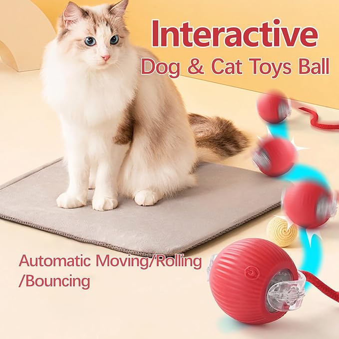 Interactive Rolling Cat Dog Ball - 2025 Upgraded Automatic Moving Cat Toys Ball Dog Toy Interactive,Smart Rolling Ball Toy Electric Balls Toys for Bored Indoor Dog/Cat (Green)