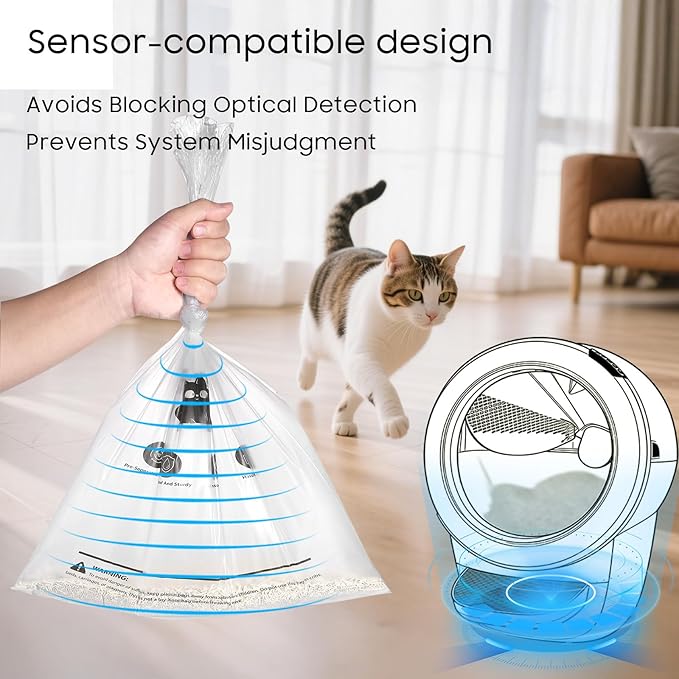 150 Pack Cat Litter Box Robot 5/4/3 Waste Bags, Automatic Litter Box Liners Bags, Tear-free, Sensor-compatible, 9-11 Gallon Capacity
