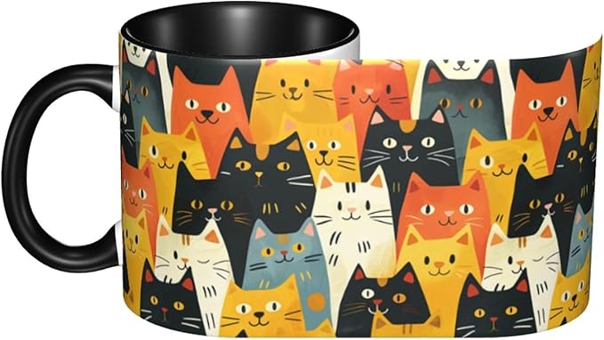 Cat Coffee Mug 11OZ Funny Ceramic Tea Cup Kitchen Decor Novelty Mugs for Home Office Travel