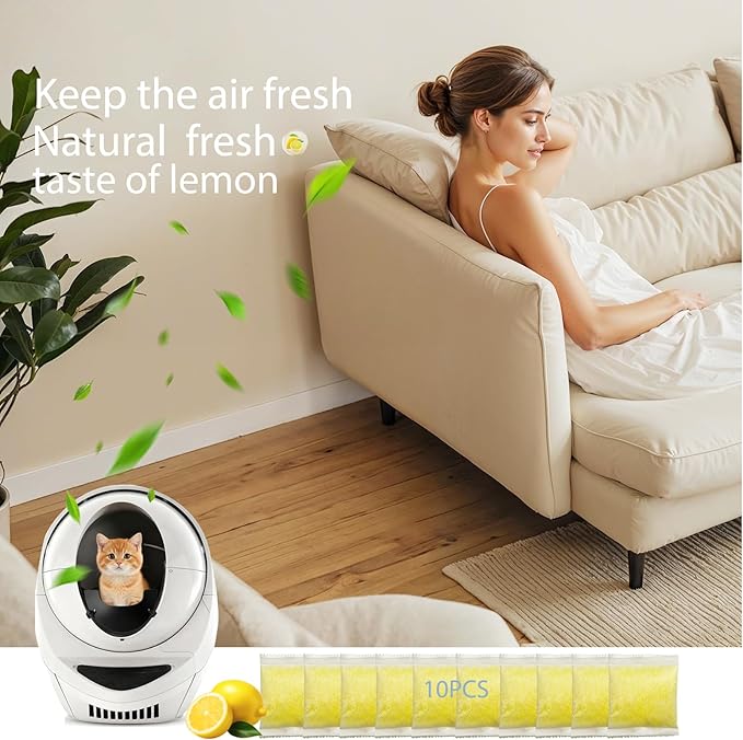 10 PCS Cat Litter Deodorizer Refills Compatible with Whisker OdorTrap Pod,Odor Remover Refills for Litter-Robot 4 Waste Bags & Litter-Robot 3 Waste Drawer, Litter Box Odor Eliminator (Lemon)